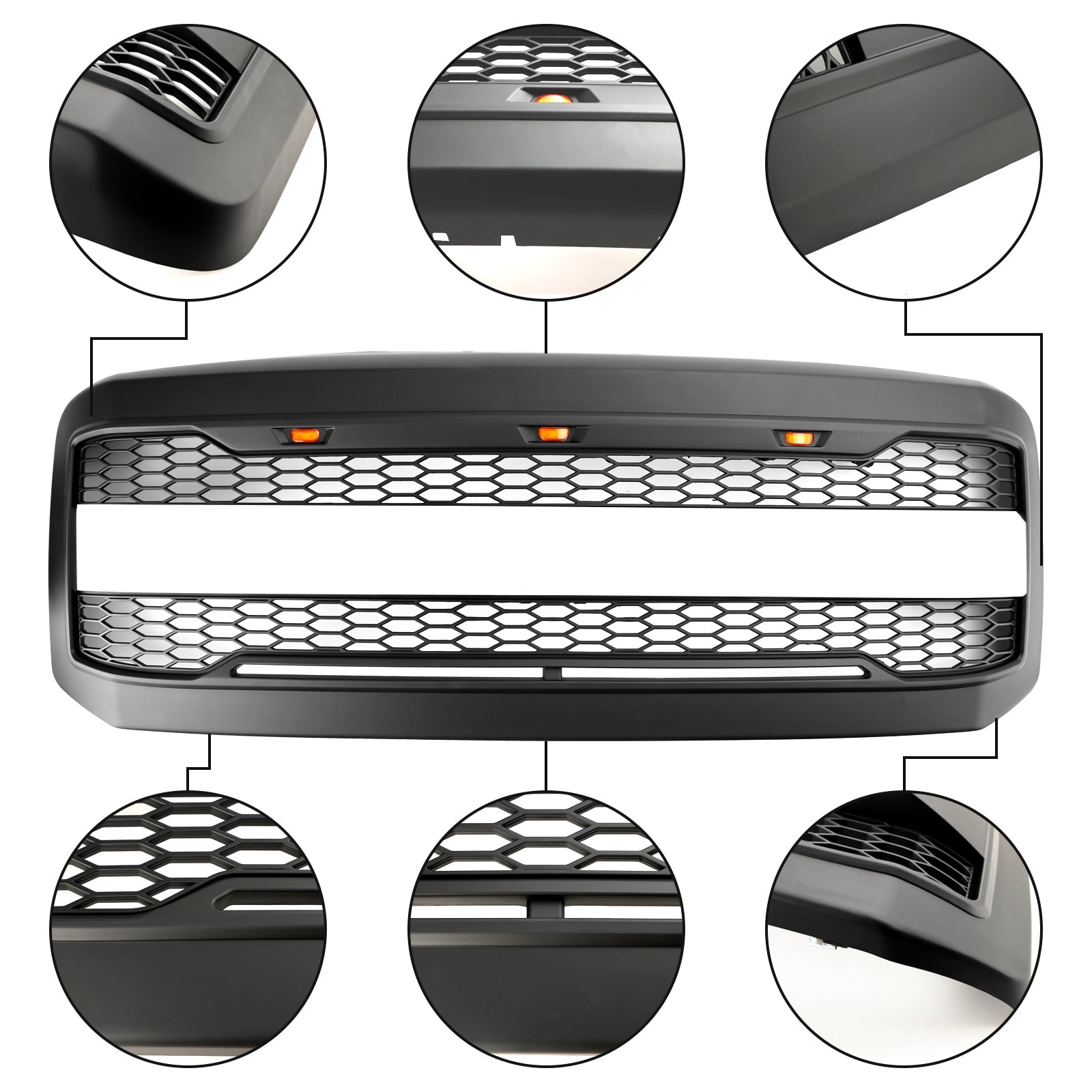 2005-2007 Ford F250 F350 Super Duty W/ LED Front Bumper Grill Grille