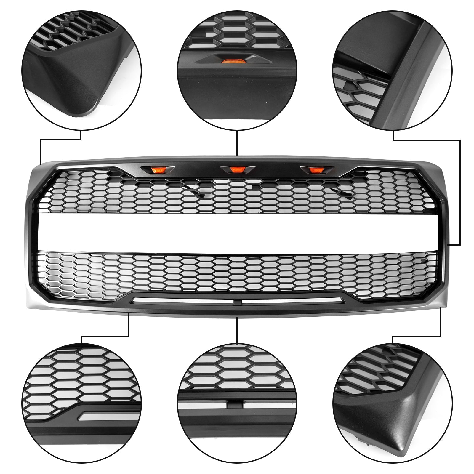 2009-2014 Ford F150 With LED Raptor Style Front Bumper Grille Grill