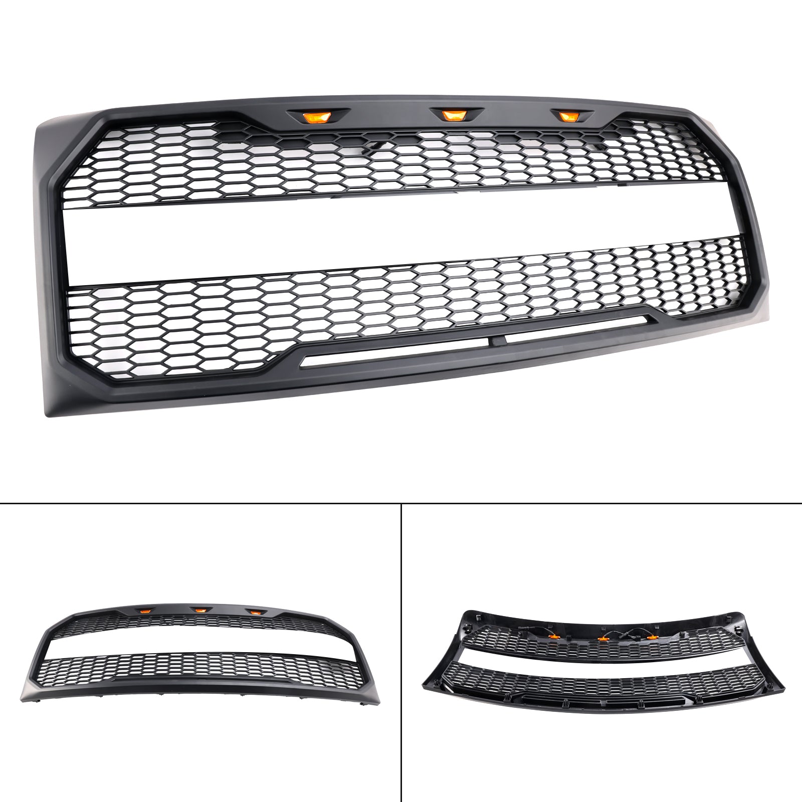 2009 2010 2011 2012 2013 2014 Ford F150 Raptor Style Front Bumper Grille Grill With LED Black