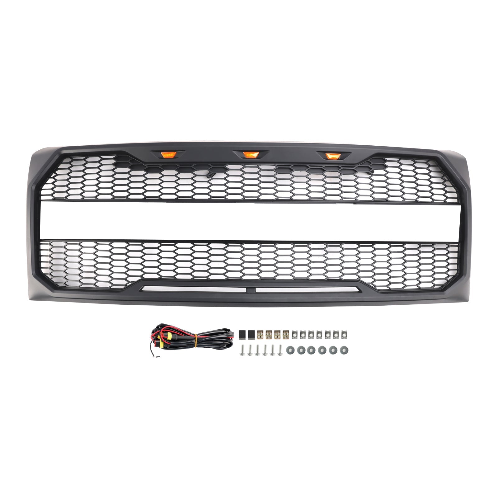 2009 2010 2011 2012 2013 2014 Ford F150 Raptor Style Front Bumper Grille Grill With LED Black