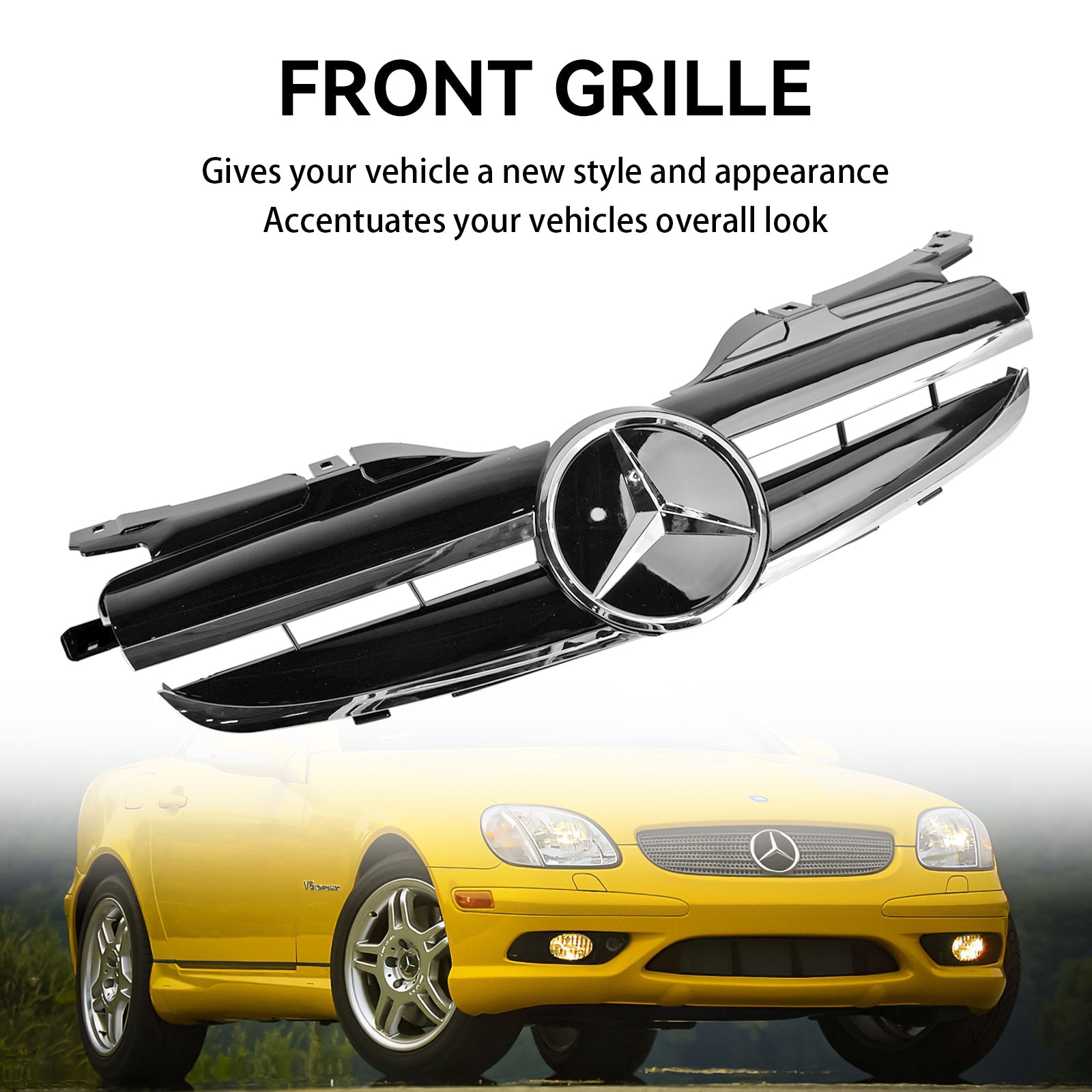 1998 1999 2000 2001 2002 2003 2004 Mercedes Benz SLK-Class R170 SLK320 SLK230 SLK200 Front Bumper Grille Grill
