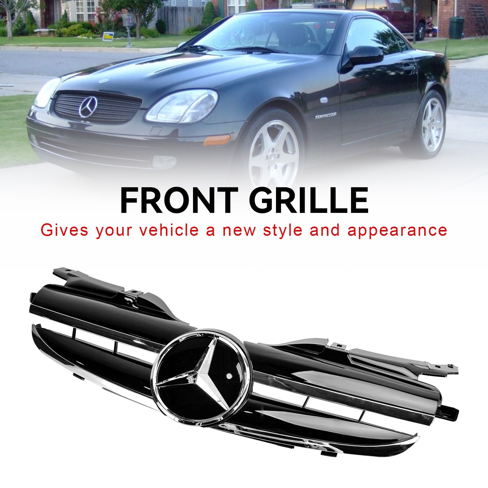 1998 1999 2000 2001 2002 2003 2004 Mercedes Benz SLK-Class R170 SLK320 SLK230 SLK200 Front Bumper Grille Grill