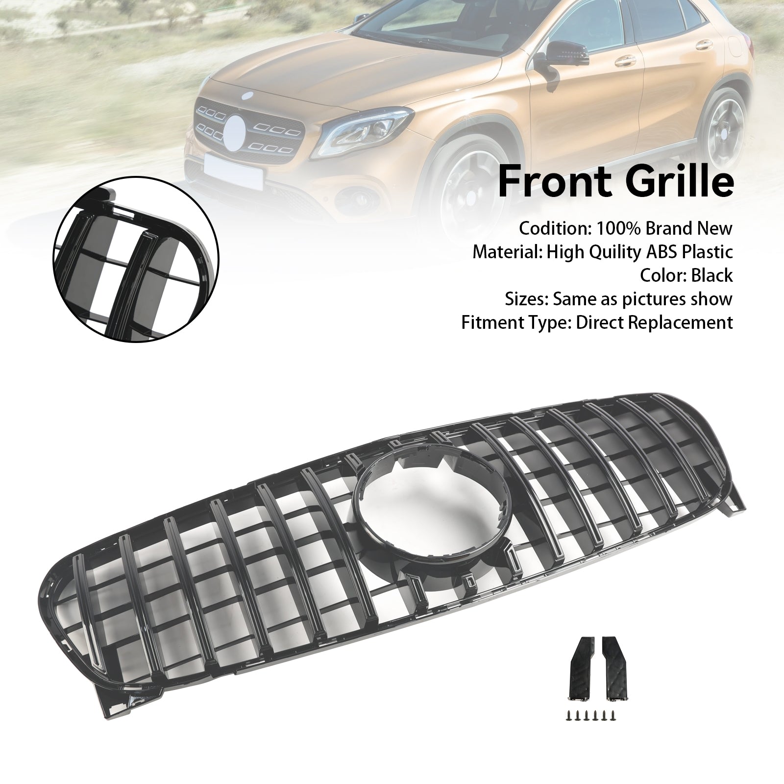 2017 2018 2019 Mercedes Benz GLA W156 X156 Front Grill Grille Facelift Black