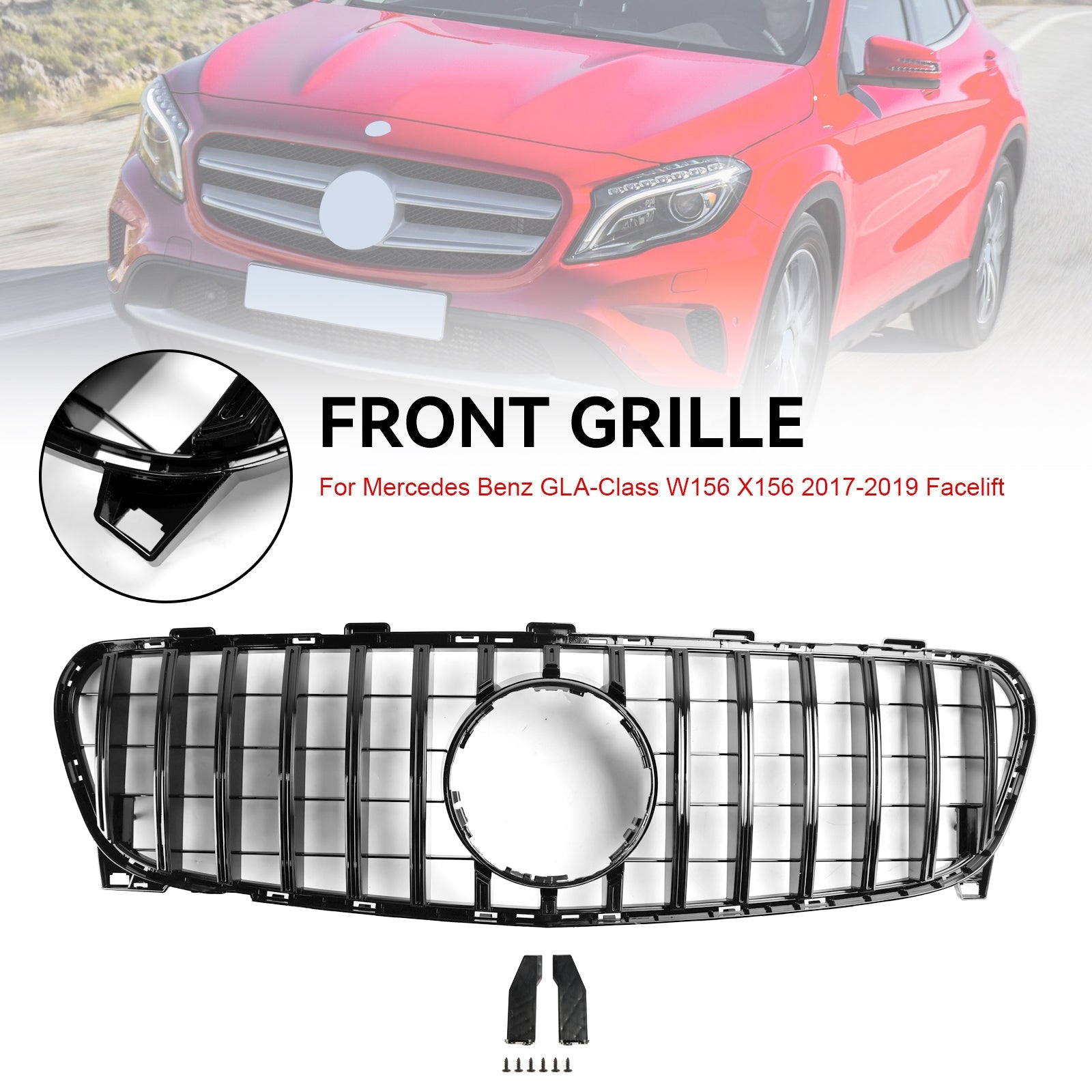 2017-2019 Mercedes Benz GLA W156 X156 Front Grill Grille Facelift Black