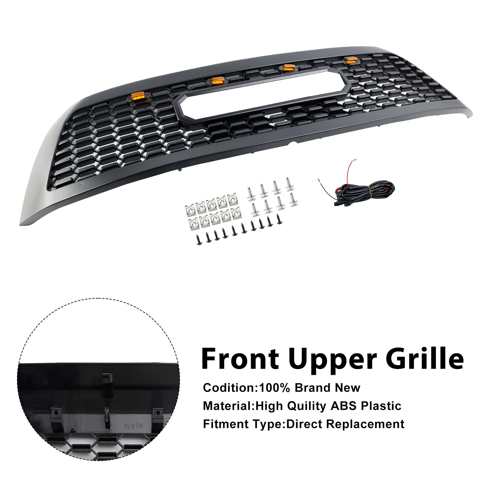 2008-2018 Toyota Sequoia With Led Matte Black Front Bumper Grill Grille
