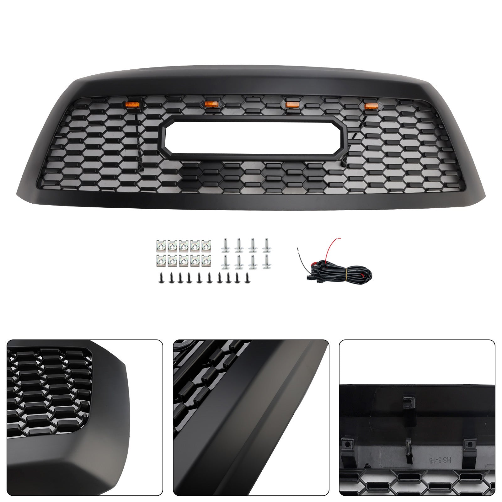 2008-2018 Toyota Sequoia With Led Matte Black Front Bumper Grill Grille