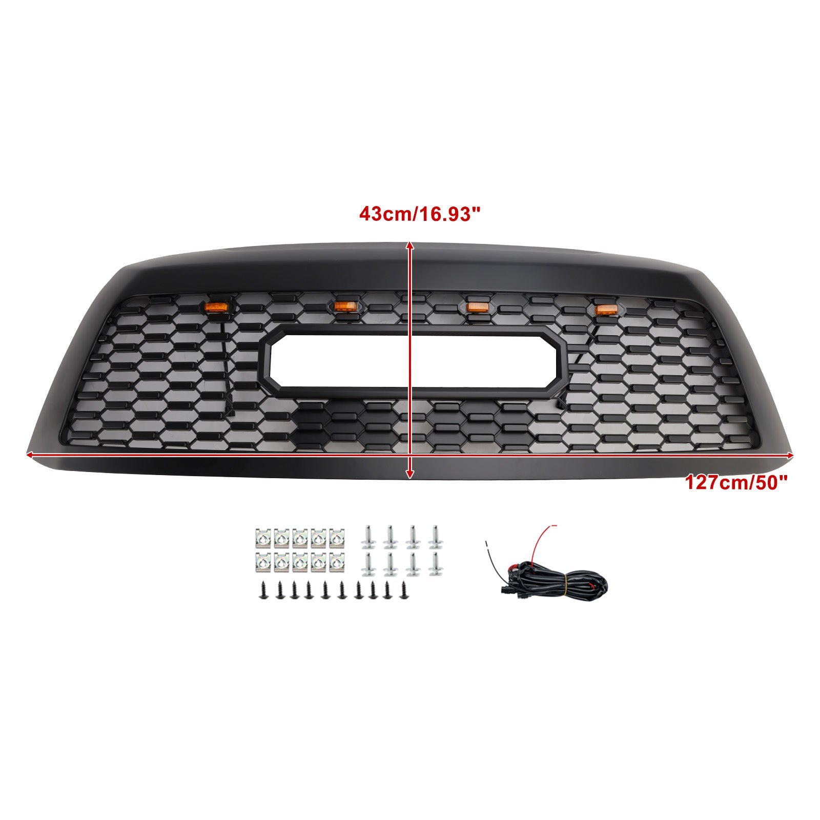 2008-2018 Toyota Sequoia With Led Matte Black Front Bumper Grill Grille