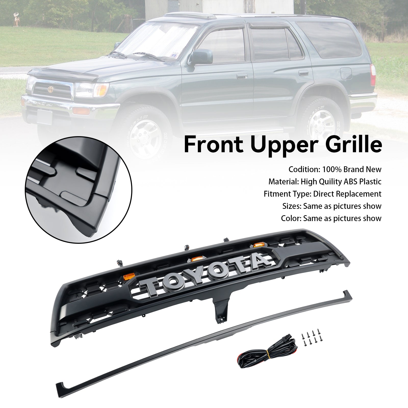 1996 1997 1998 2000 Toyota 4Runner With Led Matte Black Front Bumper Grill Grille