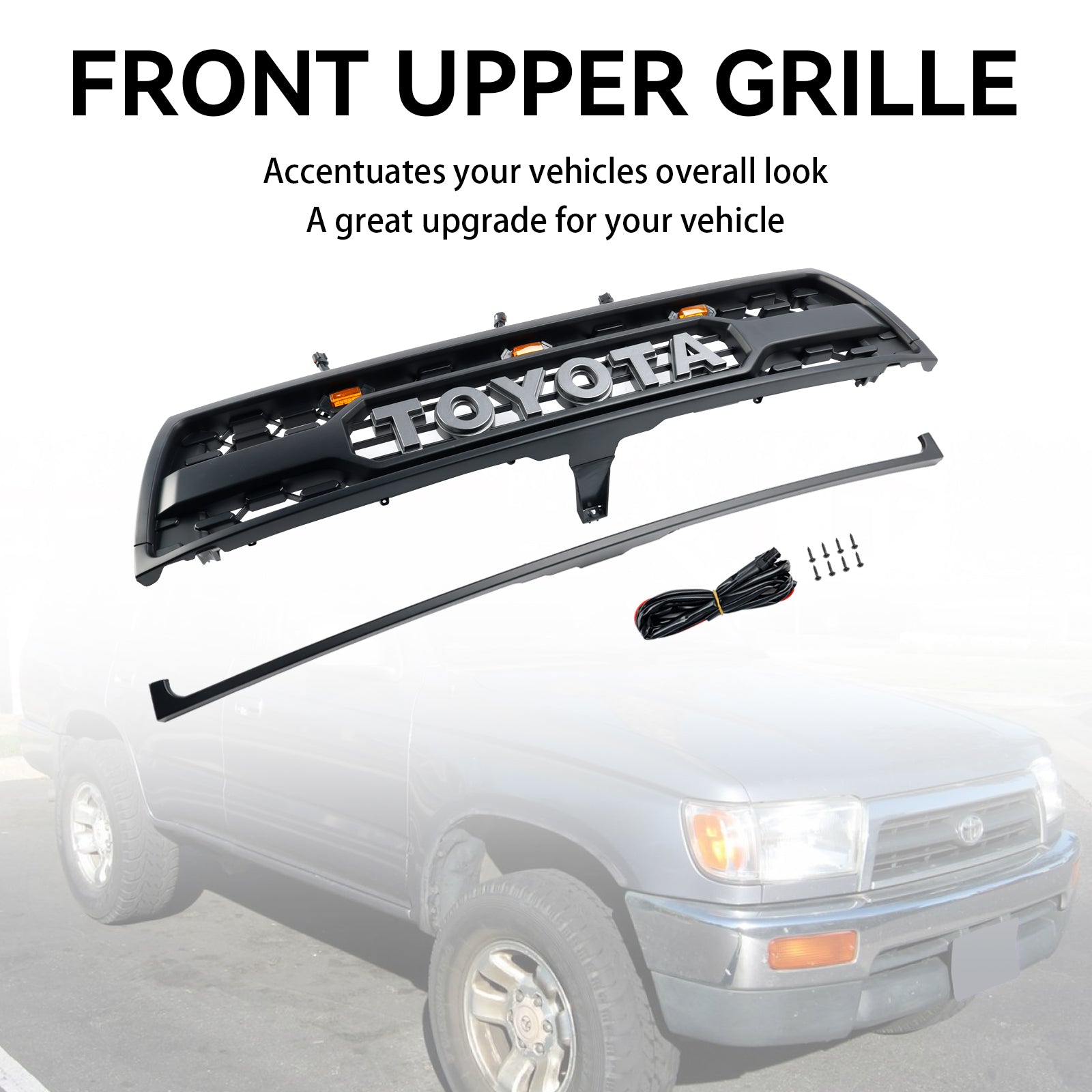 1996 1997 1998 2000 Toyota 4Runner With Led Matte Black Front Bumper Grill Grille