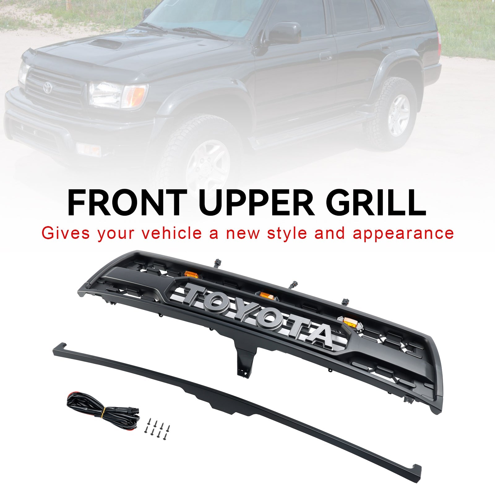1996 1997 1998 2000 Toyota 4Runner With Led Matte Black Front Bumper Grill Grille