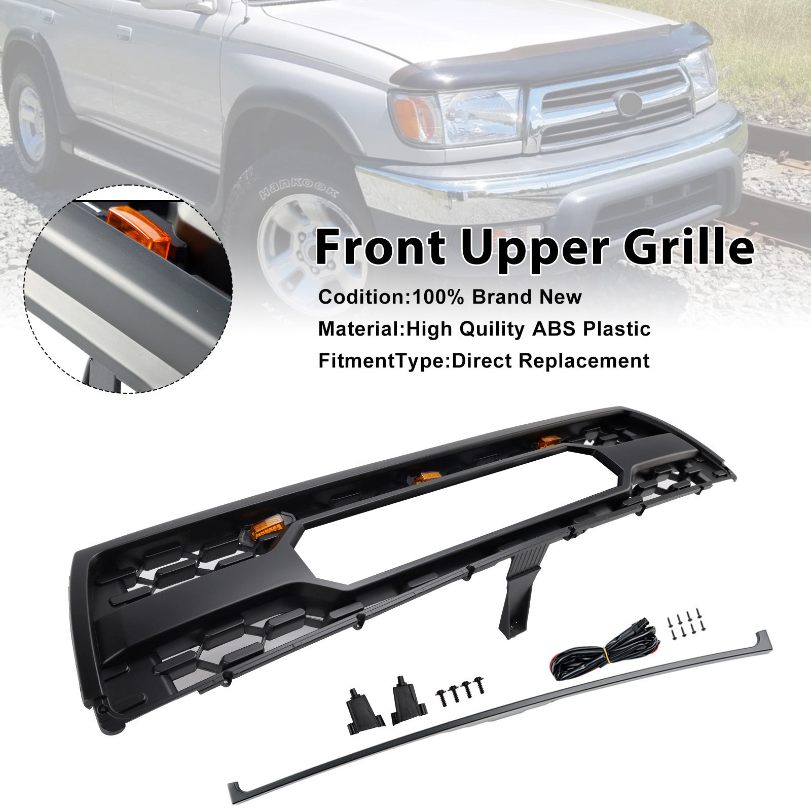 1996-2000 Toyota 4Runner With Led Matte Black Front Bumper Grill Grille