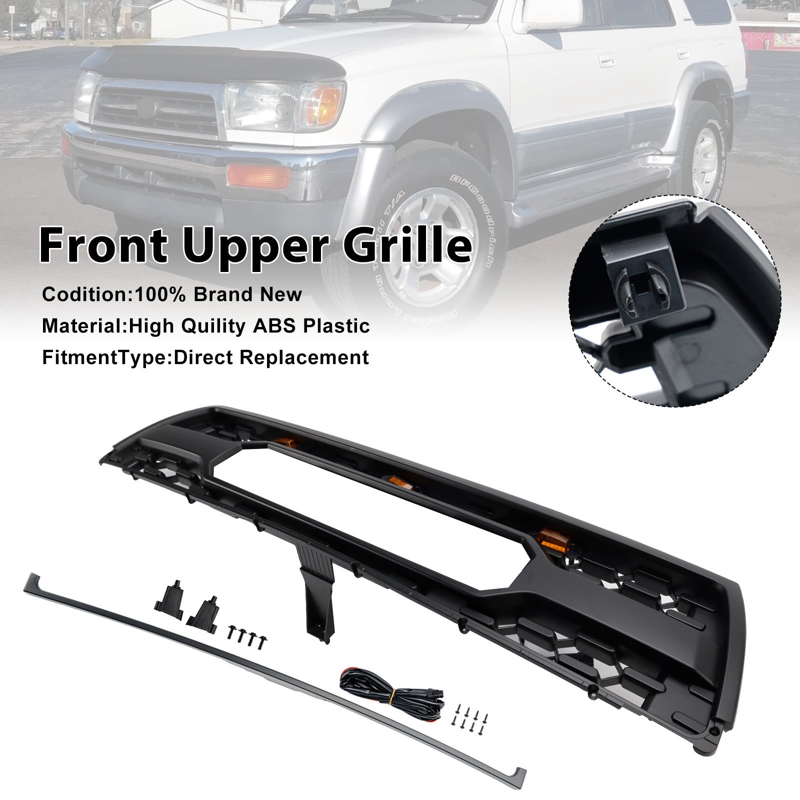 1996-2000 Toyota 4Runner With Led Matte Black Front Bumper Grill Grille