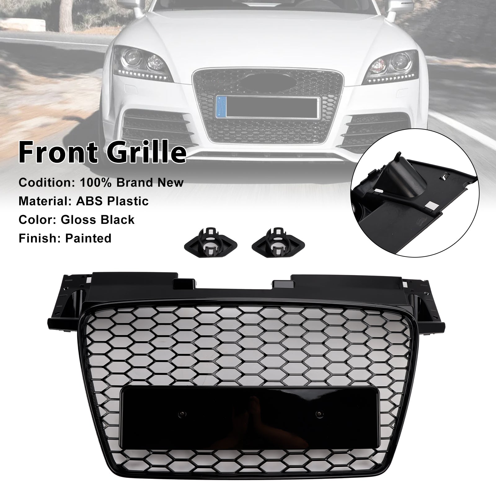 Audi TT TTS 2006-2014 RS Style Front Honeycomb Grille Grill Gloss Black Generic