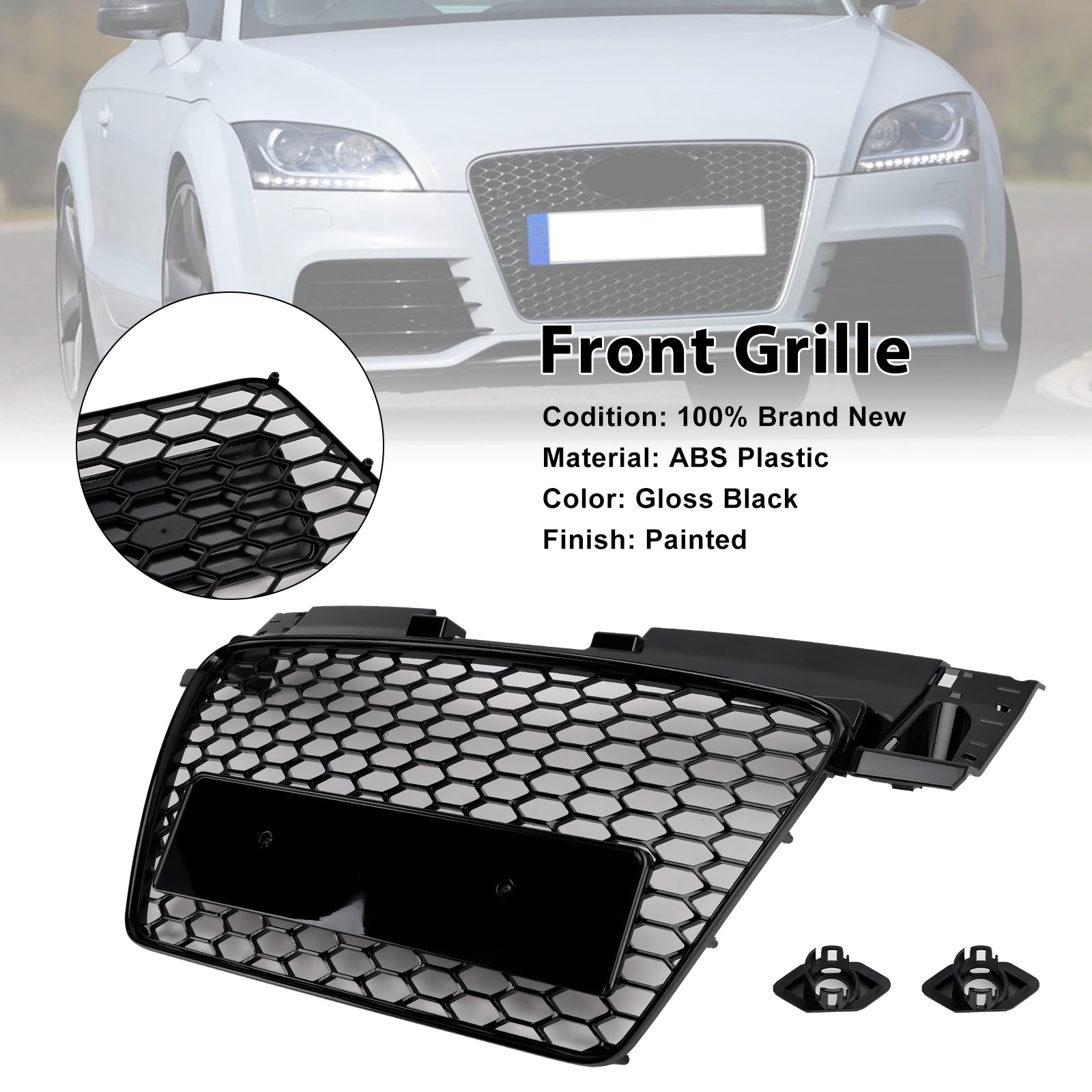 Audi TT TTS 2006-2014 RS Style Front Honeycomb Grille Grill Gloss Black Generic