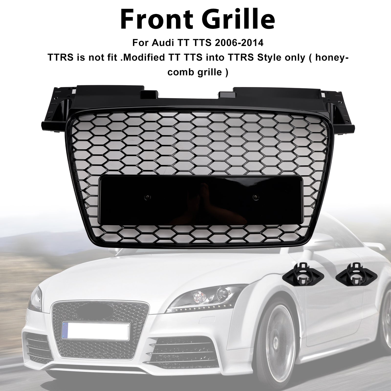 Audi TT TTS 2006-2014 RS Style Front Honeycomb Grille Grill Gloss Black Generic