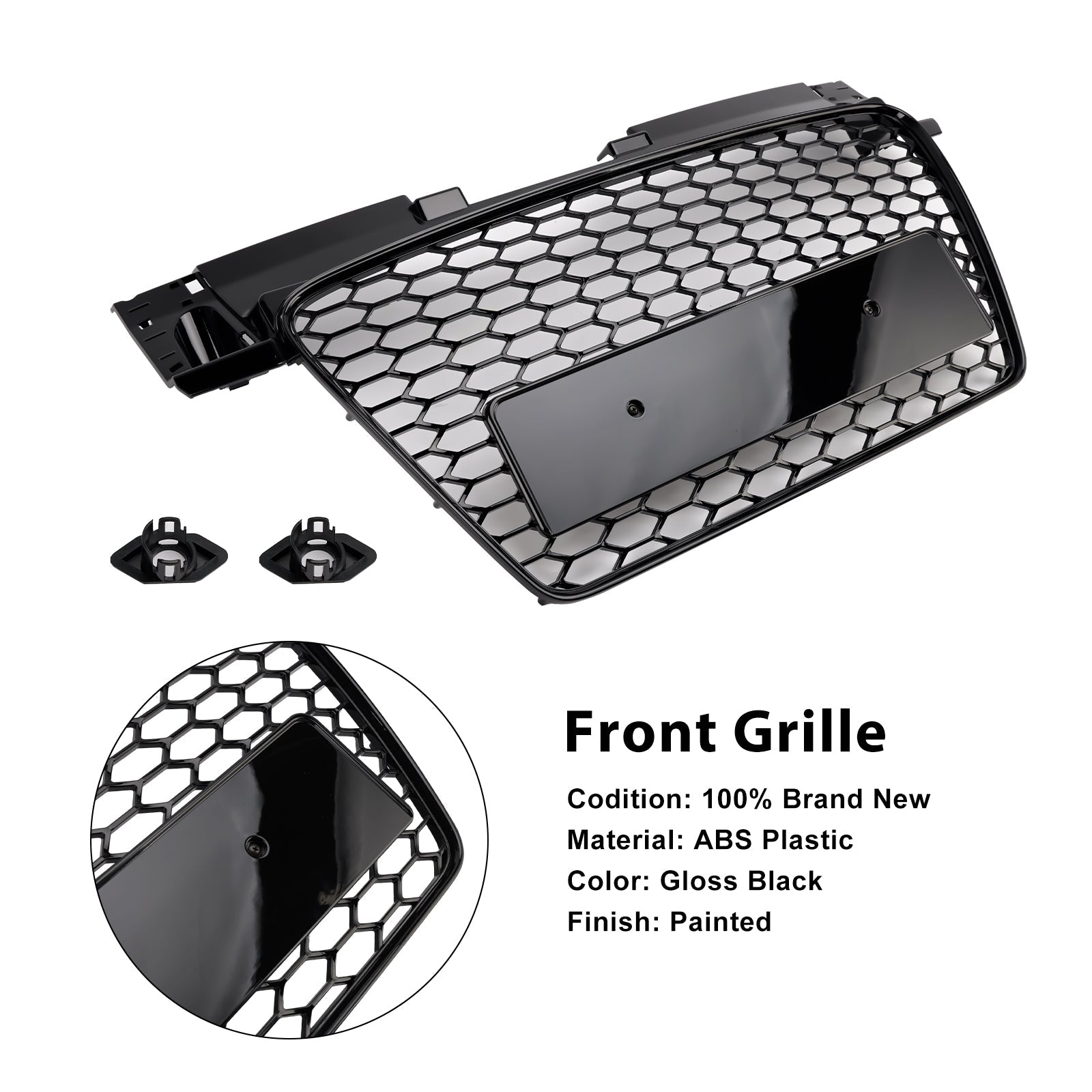 Audi TT TTS 2006-2014 RS Style Front Honeycomb Grille Grill Gloss Black Generic