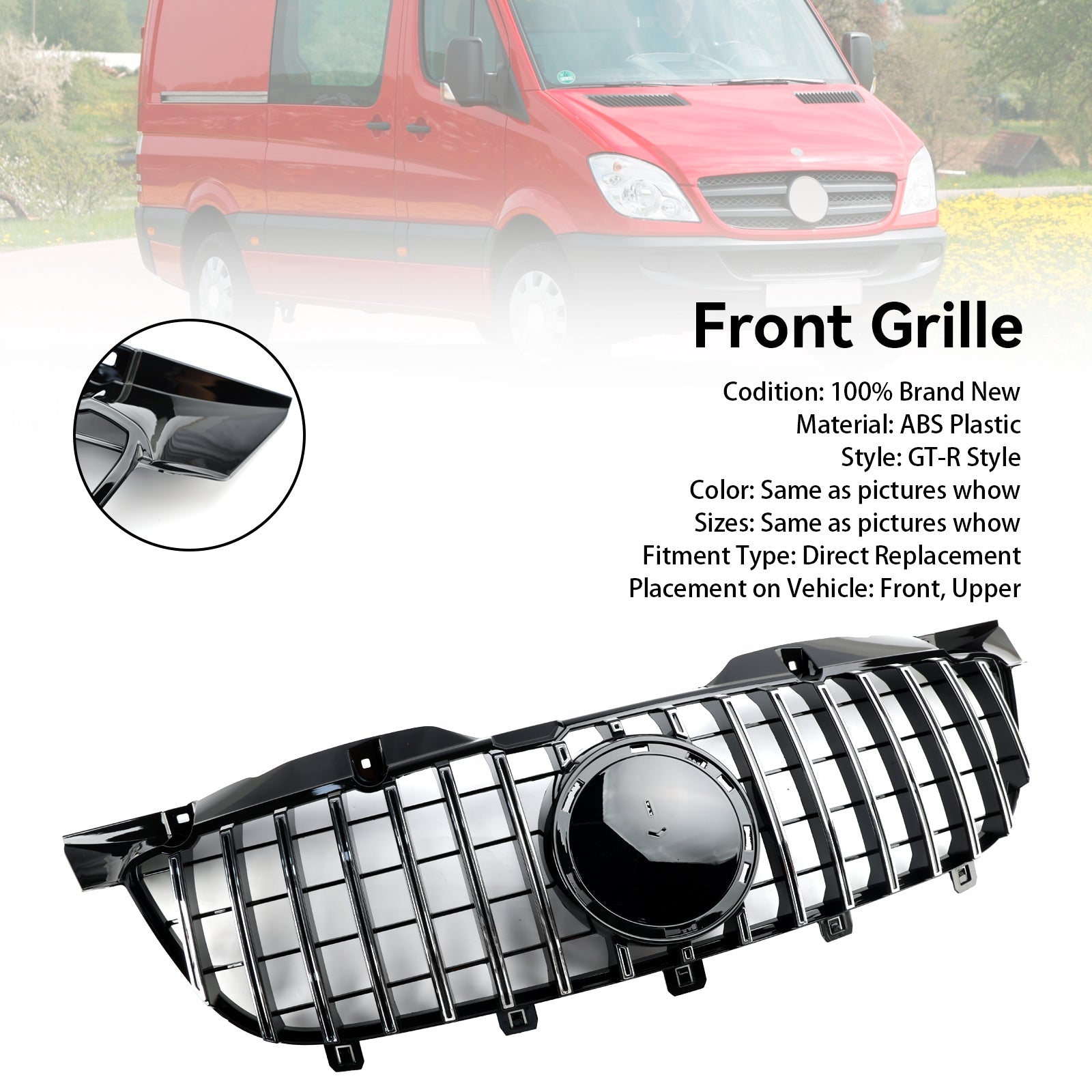 2006 2007 2008 2009 2010 2011 2012 2013 Mercedes Benz Sprinter W906 Front Bumper Grill Grille Chrome