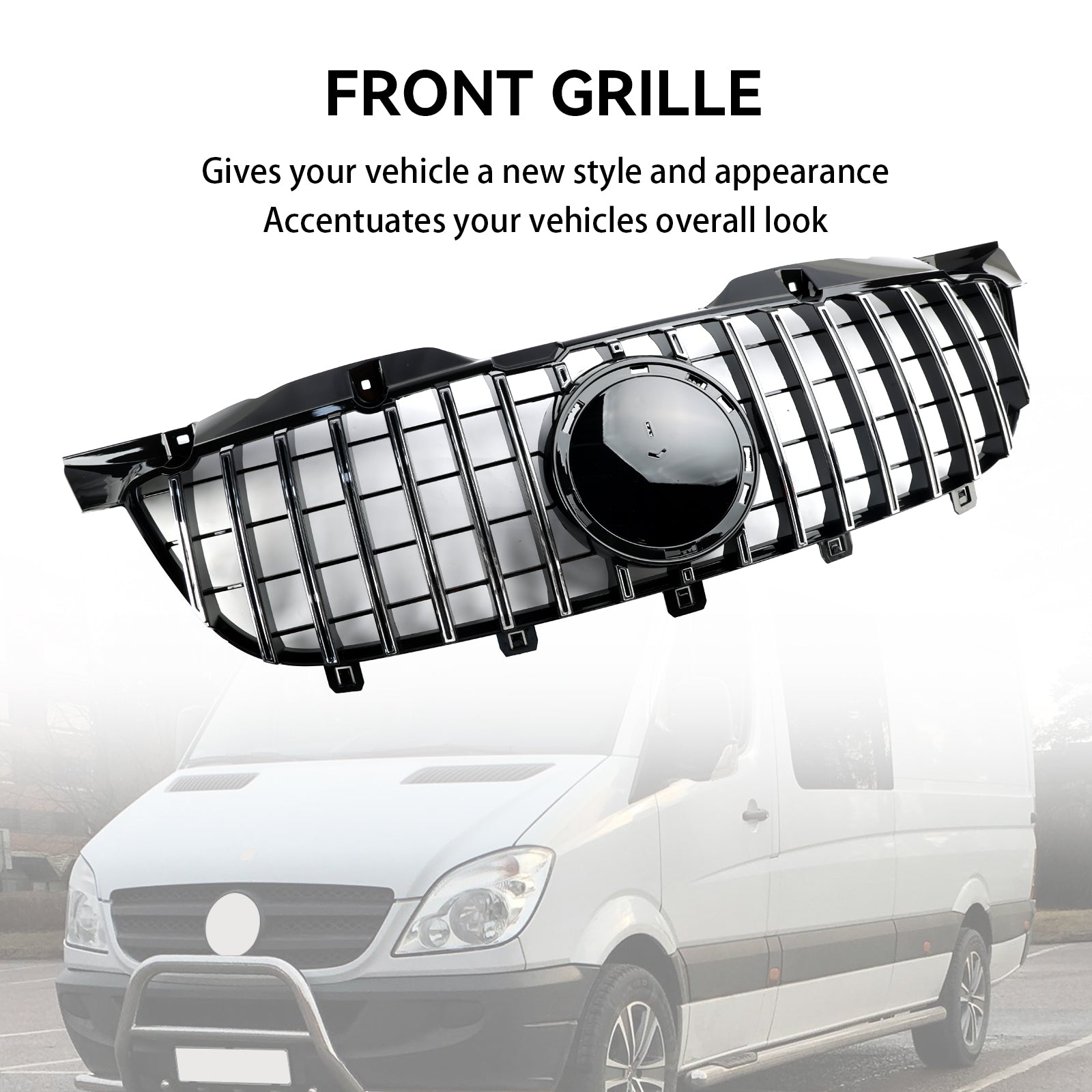 2006 2007 2008 2009 2010 2011 2012 2013 Mercedes Benz Sprinter W906 Front Bumper Grill Grille Chrome