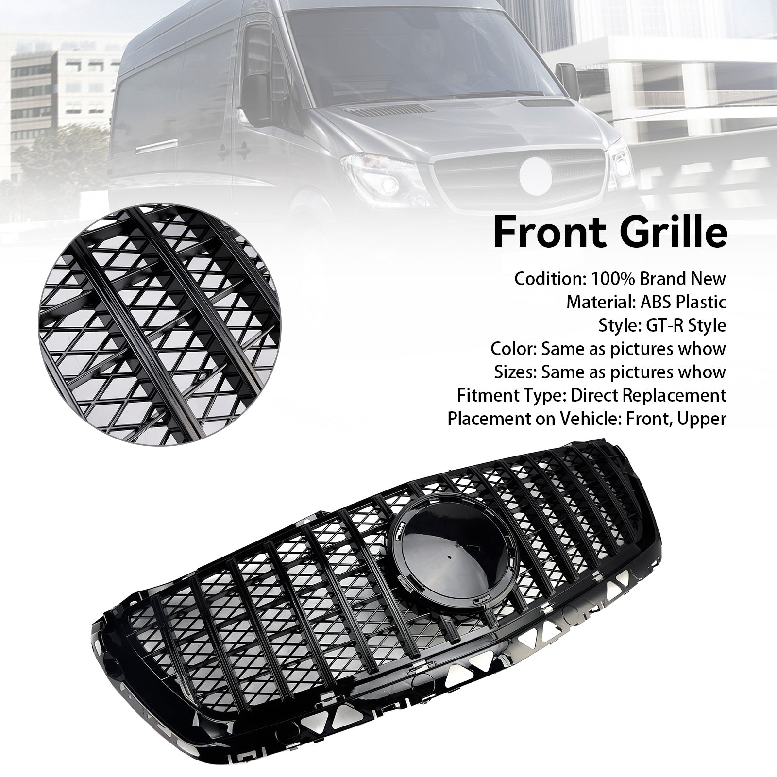 2014-2018 Mercedes Benz Sprinter W906 Front Bumper Grille Grill Black