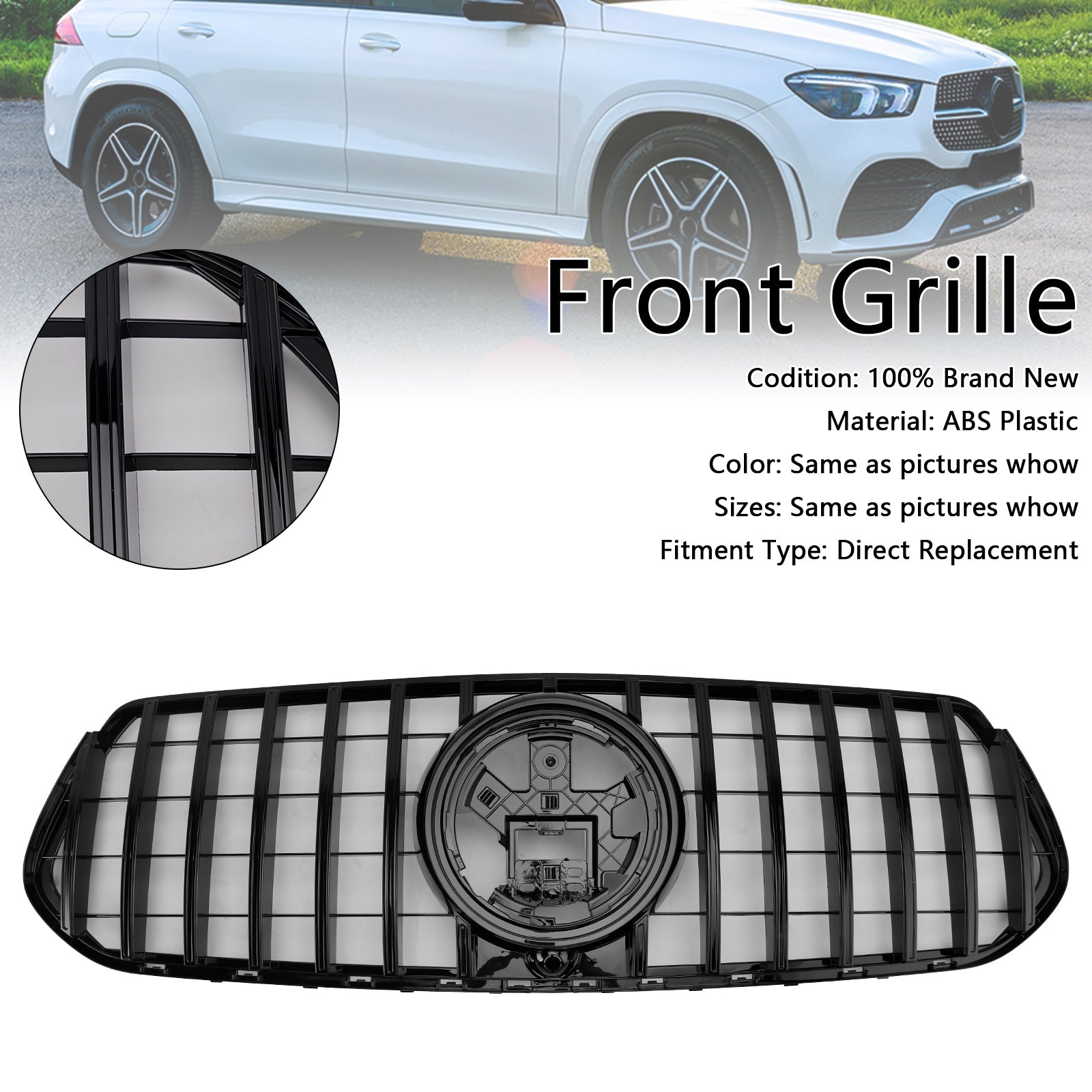 Gloss Black Front Grille Grill Fit Mercedes Benz Gle W167 C167 V167 2020-2023