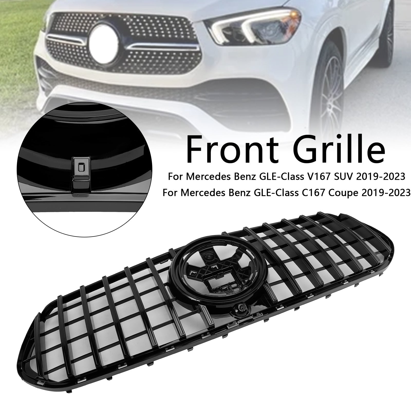 2020-2023 Pre-Facelift GLE Coupe C167 Mercedes-Benz Gloss Black Front Grille Grill