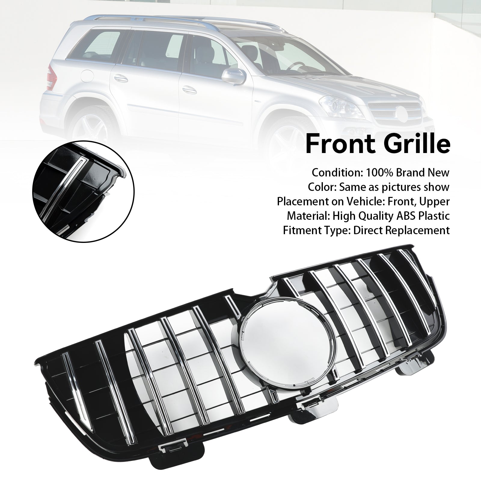 2010-2012 Mercedes-Benz GL X164 GL450 GL500 Front Bumper Grill Grille Chrome