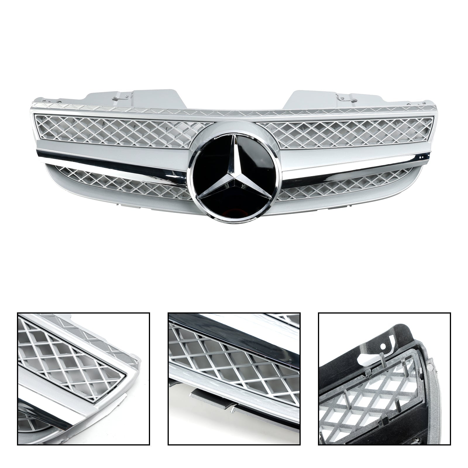 R230 SL550 SL600 2007-2008 Mercedes Benz 1 Fin Star Front Bumper Upper Grill