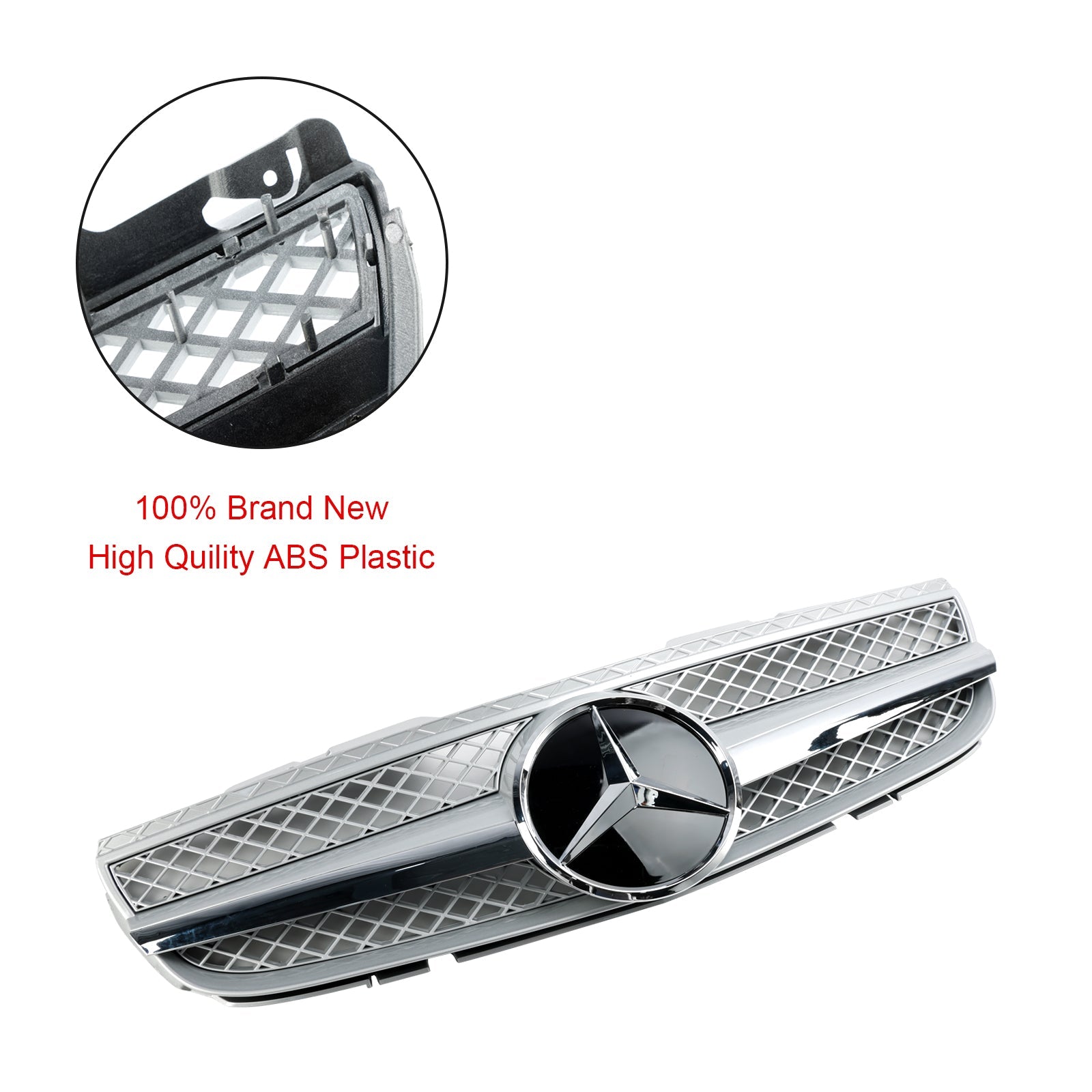 R230 SL550 SL600 2007-2008 Mercedes Benz 1 Fin Star Front Bumper Upper Grill