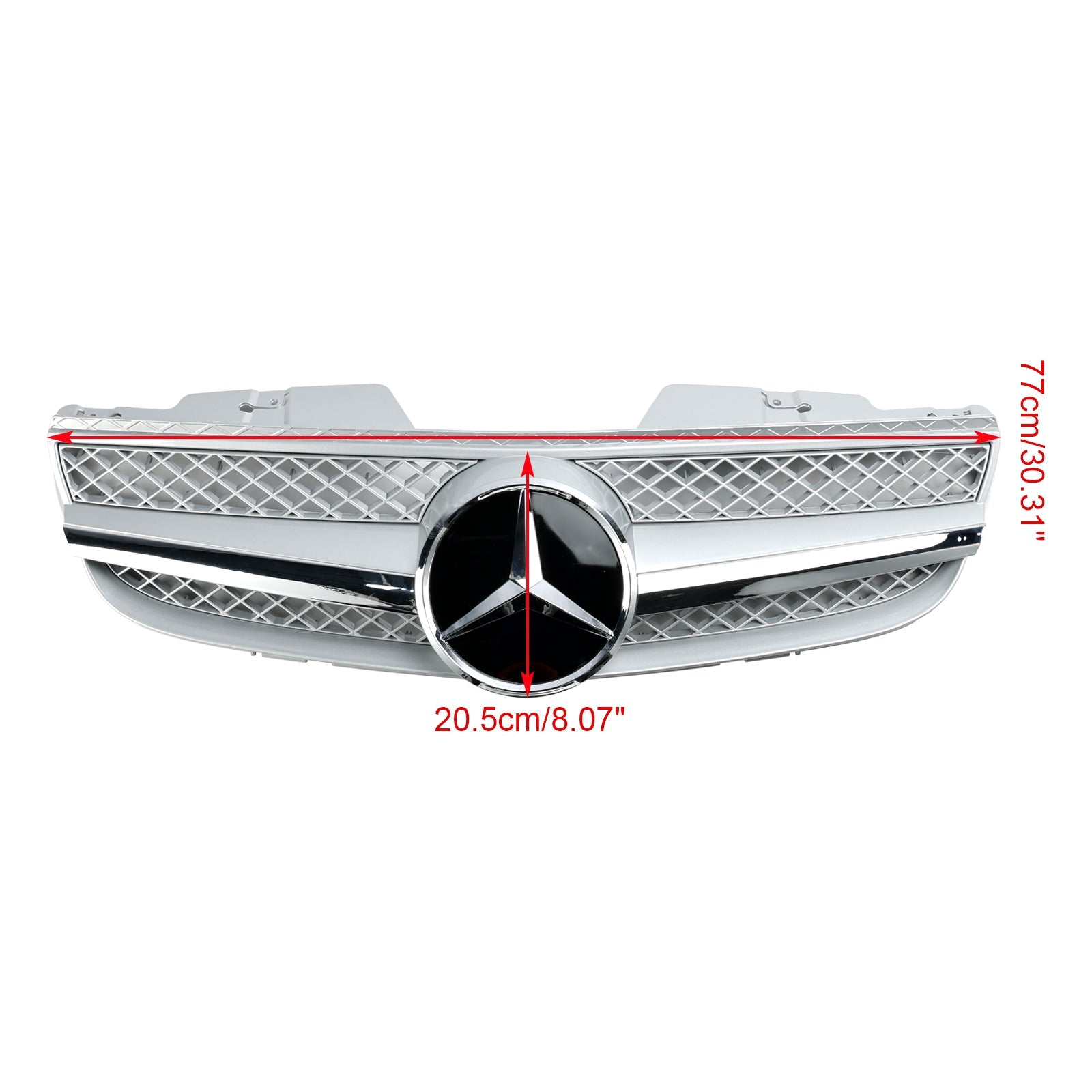 R230 SL550 SL600 2007-2008 Mercedes Benz 1 Fin Star Front Bumper Upper Grill