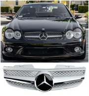 R230 SL550 SL600 2007-2008 Mercedes Benz 1 Fin Star Front Bumper Upper Grill