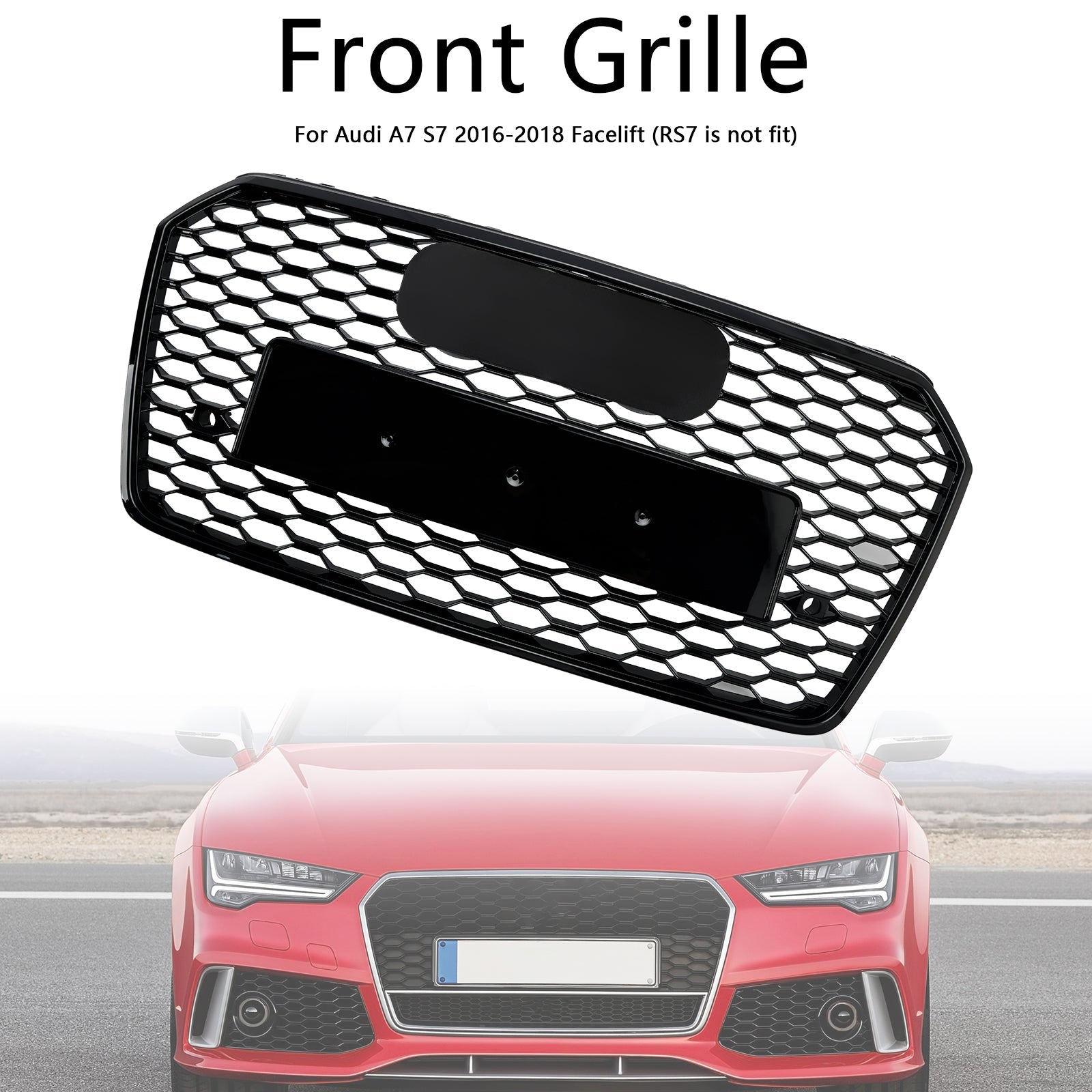 2016-2018 Audi A7 C7 S7 RS7 Style Honeycomb Front Bumper Grille Grill Black