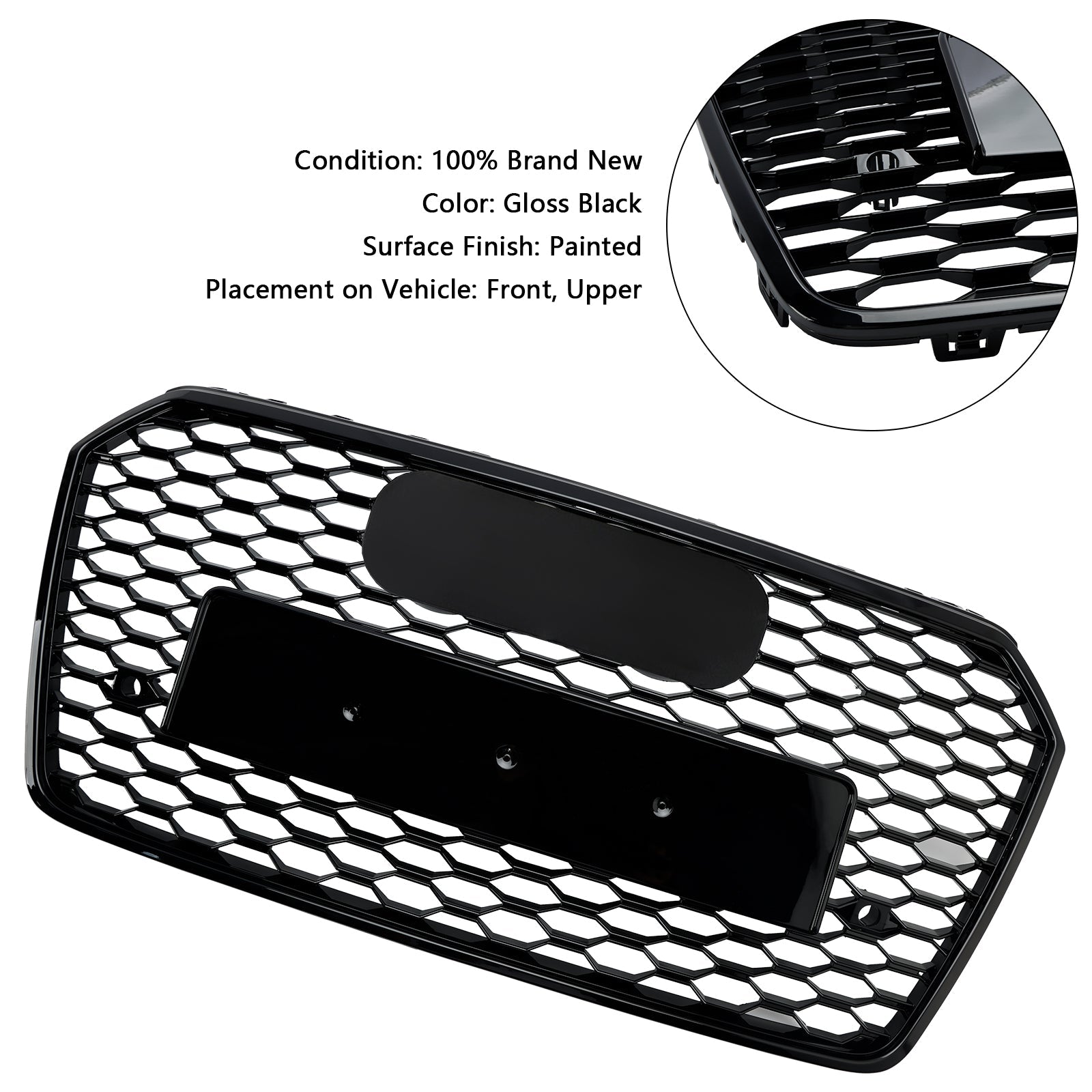 2016-2018 Audi A7 C7 S7 RS7 Style Honeycomb Front Bumper Grille Grill Black