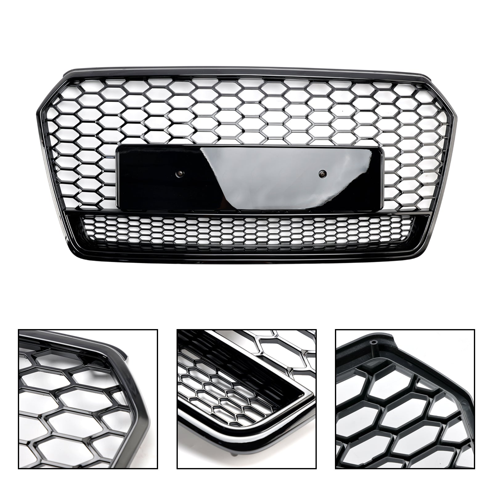 Audi A7 C7 S7 2016-2018 RS7 Style Honeycomb Front Bumper Grill Grille Black