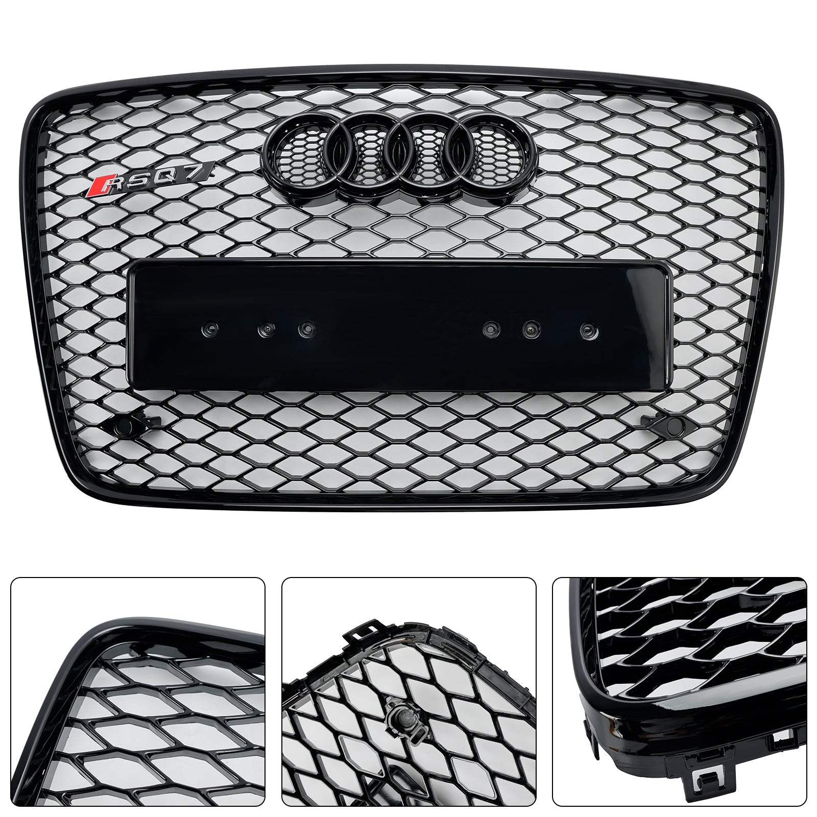 Audi Q7 2005-2015 Gloss Black Front Bumper Radiator Vent Mesh Grille Grill