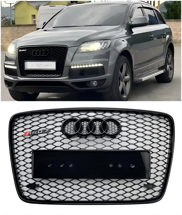 Audi Q7 2005-2015 Gloss Black Front Bumper Radiator Vent Mesh Grille Grill