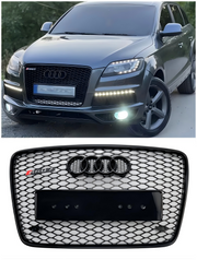 Audi Q7 2005-2015 Gloss Black Front Bumper Radiator Vent Mesh Grille Grill
