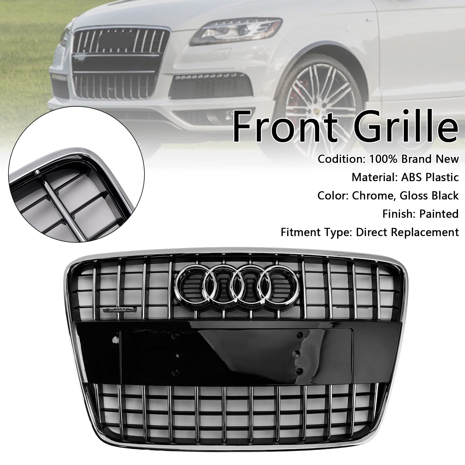 2005-2015 Audi Q7 SQ7 Sport Style Front Bumper Radiator Grille Grill