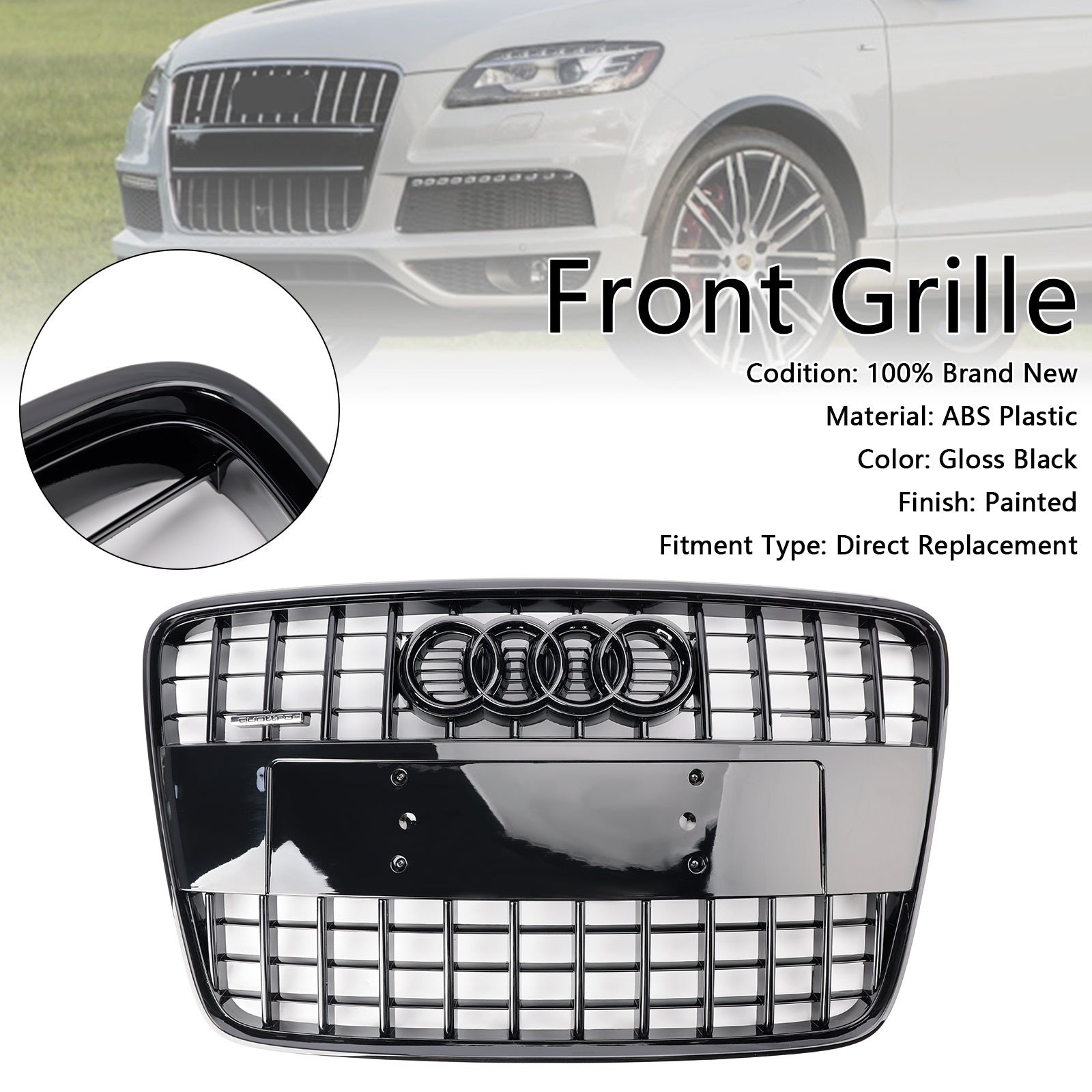 2005-2015 Audi Q7 SQ7 Sport Style Front Bumper Radiator Grill Grille