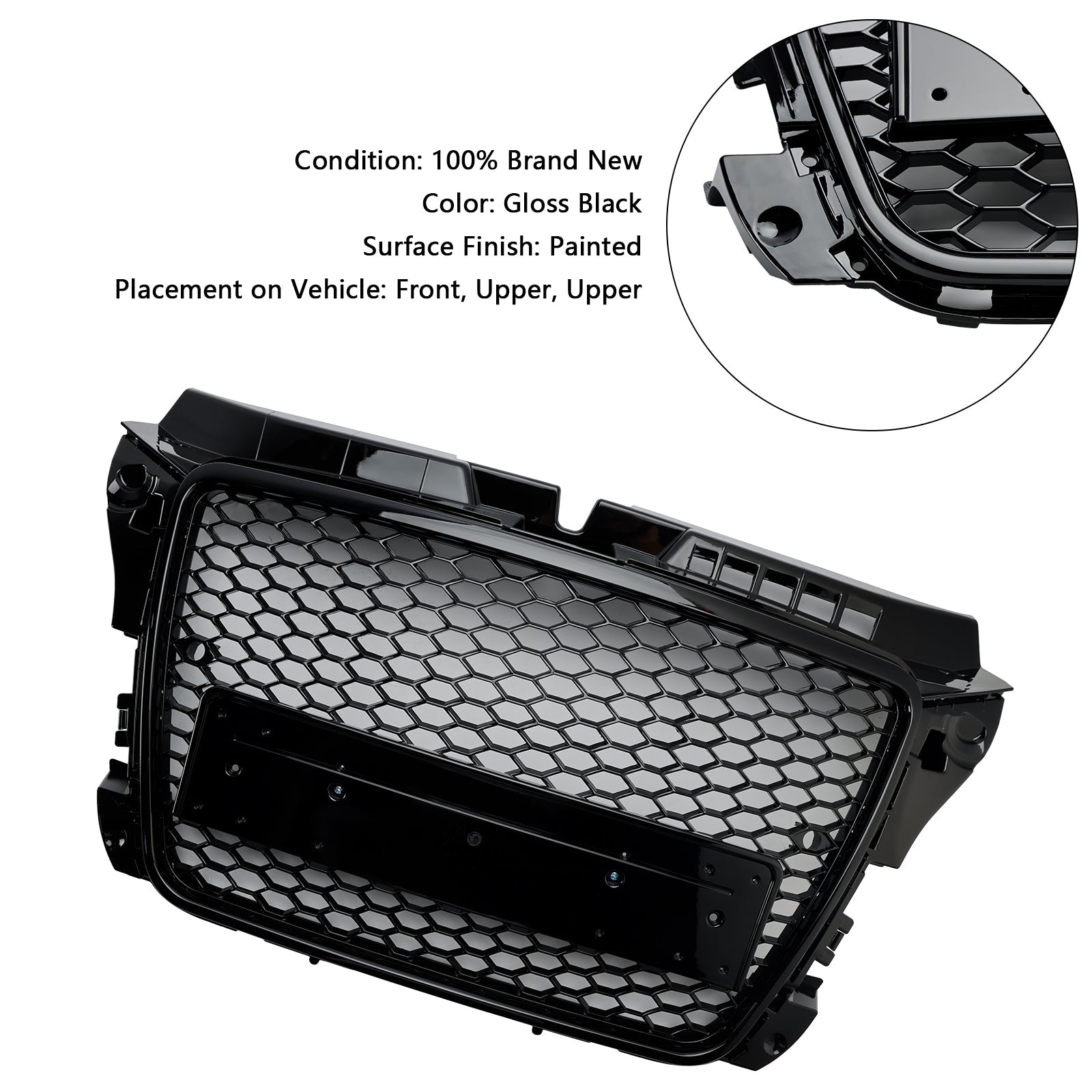 RS3 Style 2008 2009 2010 2011 2012 2013 Audi A3 8P Honeycomb Front Bumper Grille Grill