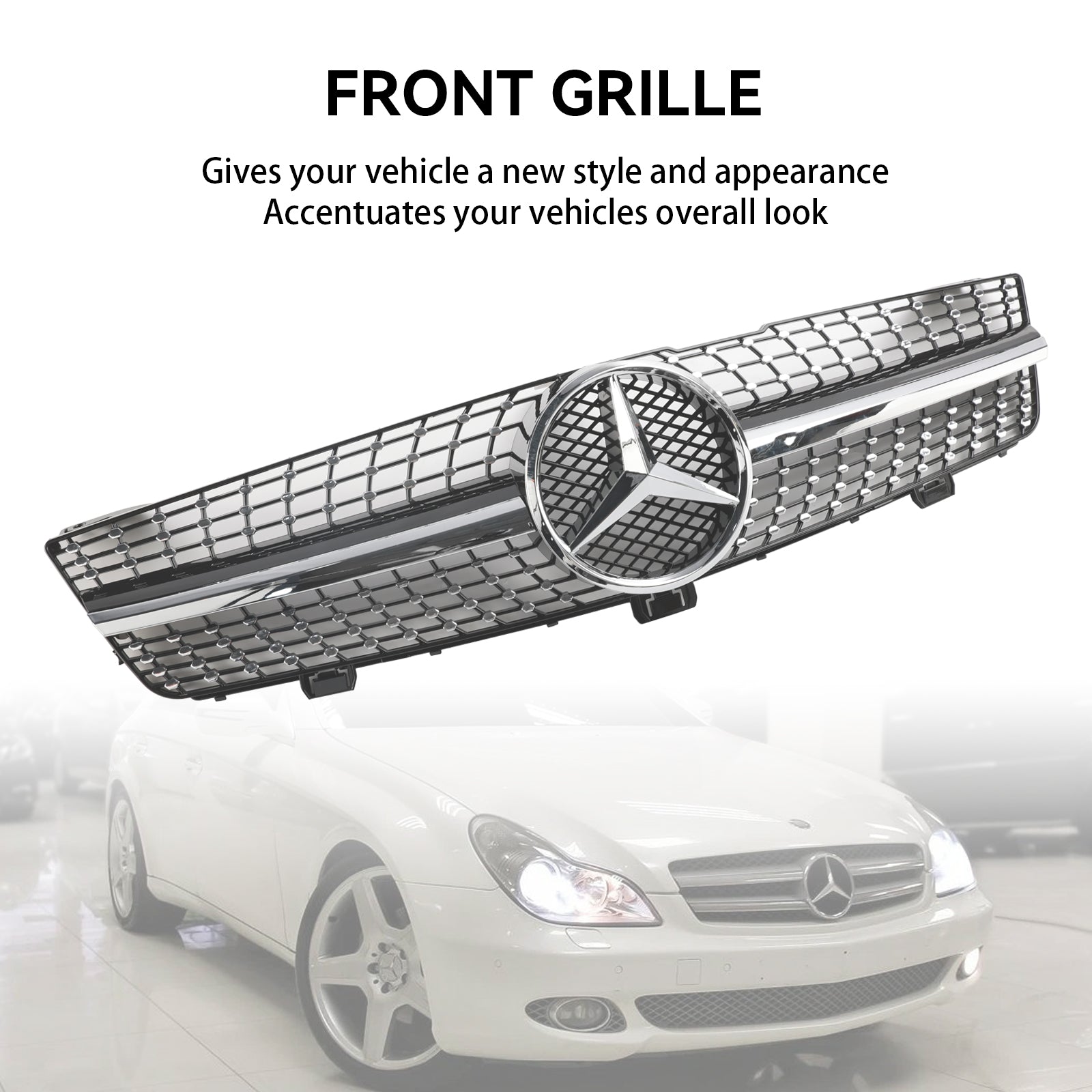 2008 2009 2010 Mercedes-Benz CLS-Class W219 C219 CLS500 Diamond Front Radiator Grille Grill