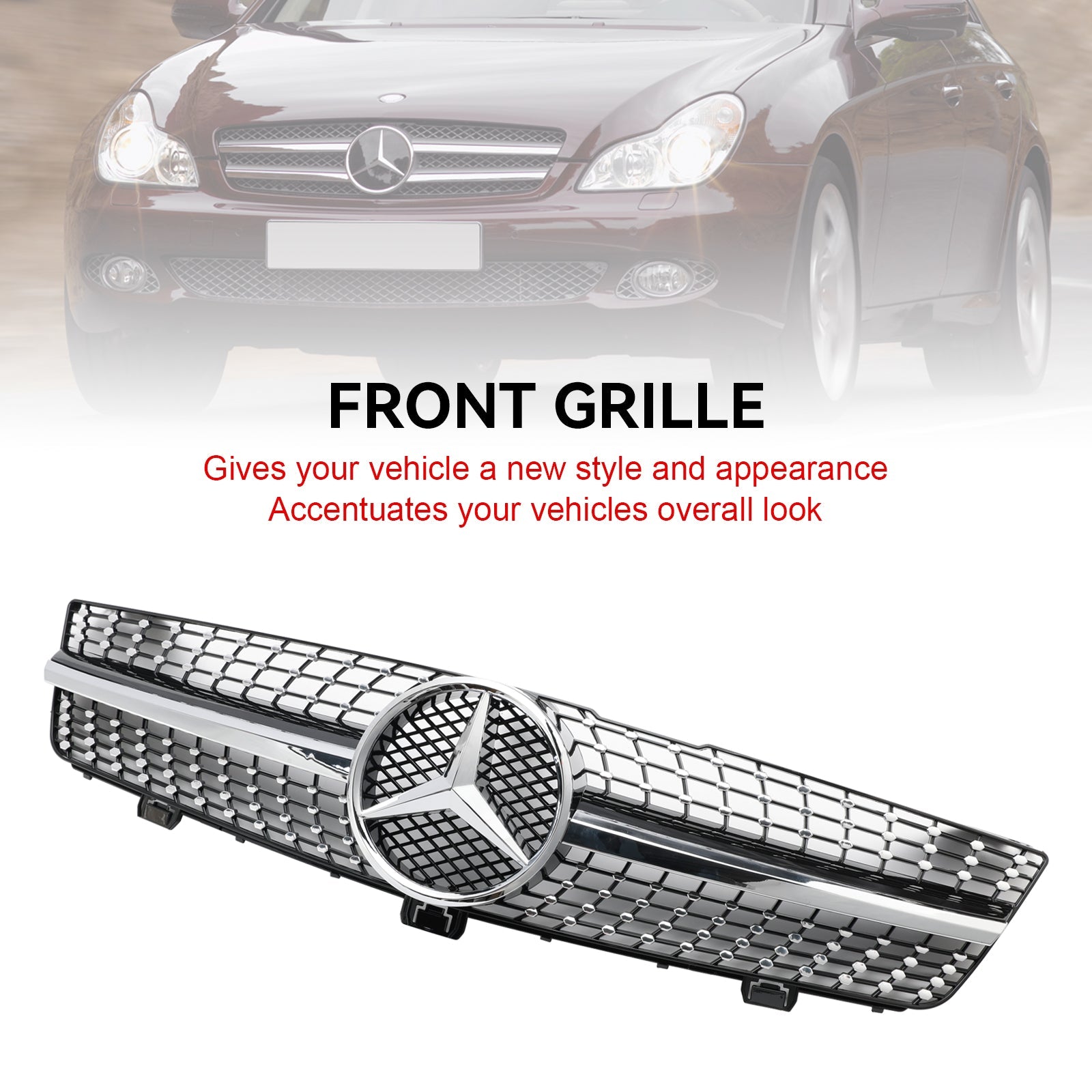 2008-2010 Mercedes-Benz CLS-Class W219 C219 CLS500 Diamond Front Radiator Grille Grill