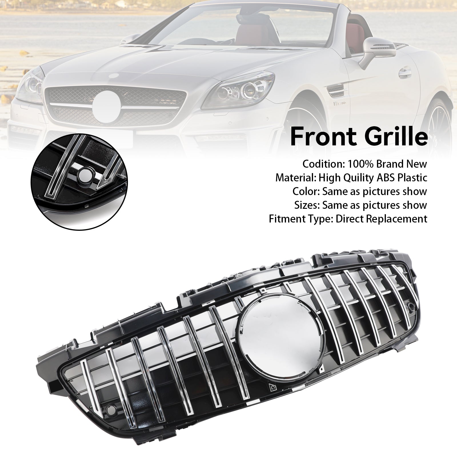 2011-2016 Mercedes SLK-Class R172 SLK55 Chrome Front Radiator Grill Grille