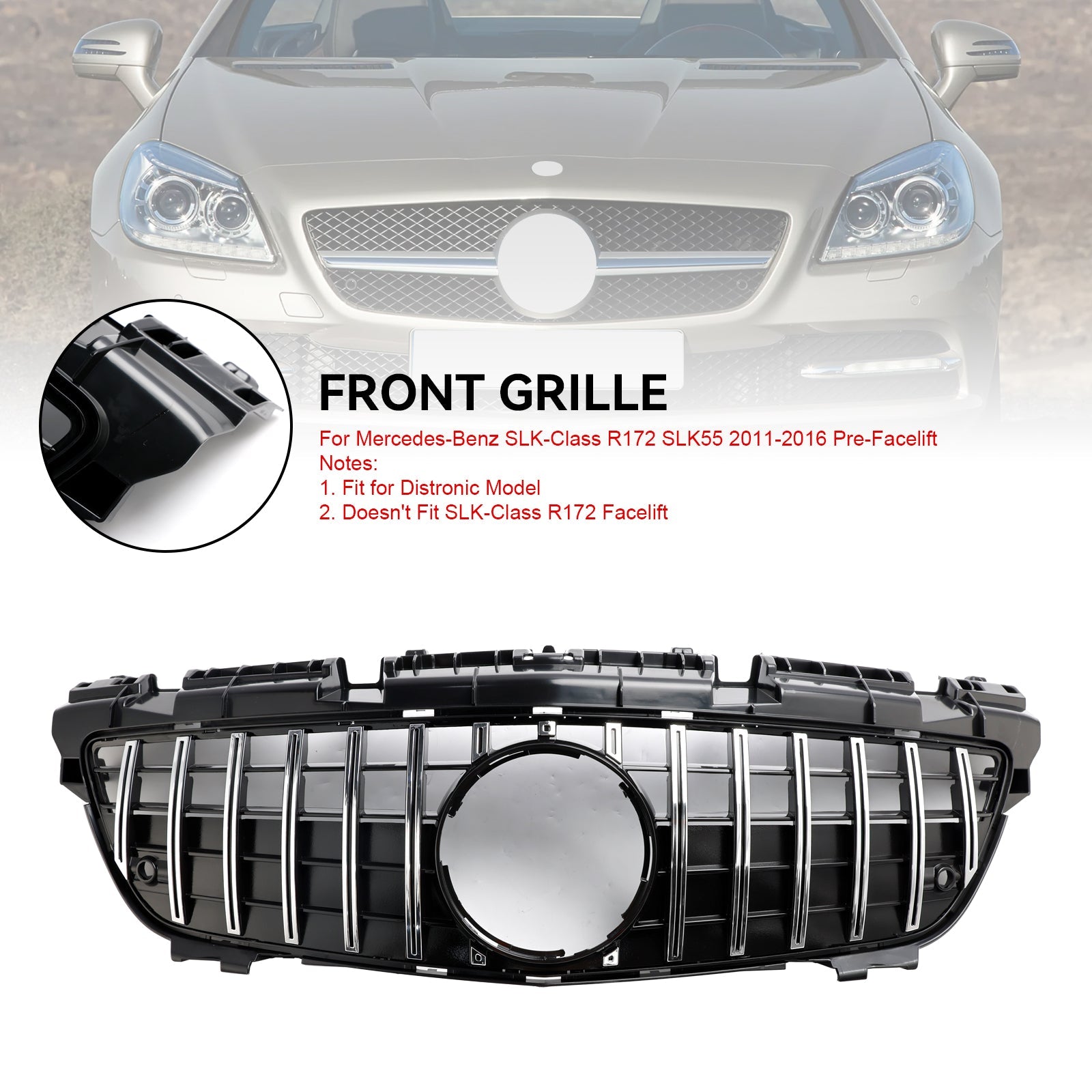 2011-2016 Mercedes SLK-Class R172 SLK55 Chrome Front Radiator Grill Grille