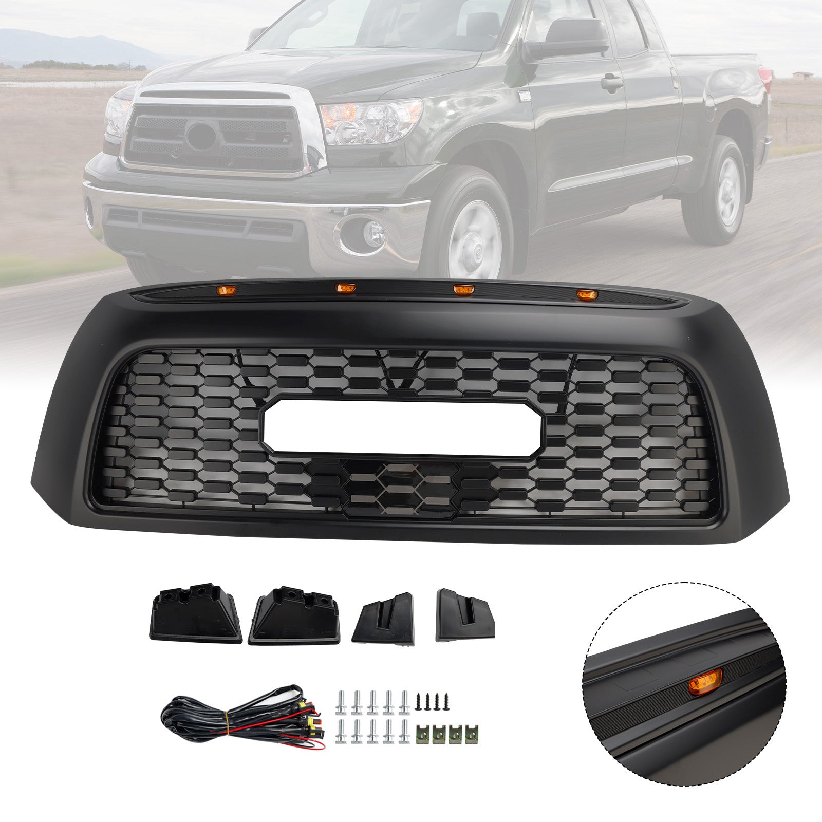 2006-2009 Toyota Tundra TRD PRO Honeycomb Front Bumper Grill Grille Black