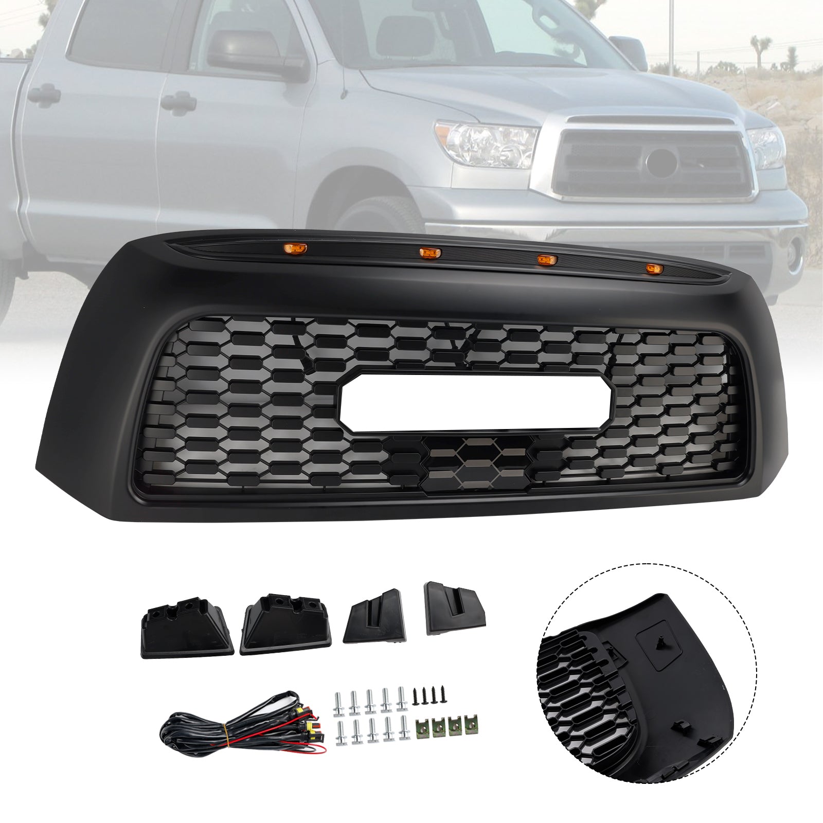 2006-2009 Toyota Tundra TRD PRO Honeycomb Front Bumper Grill Grille Black