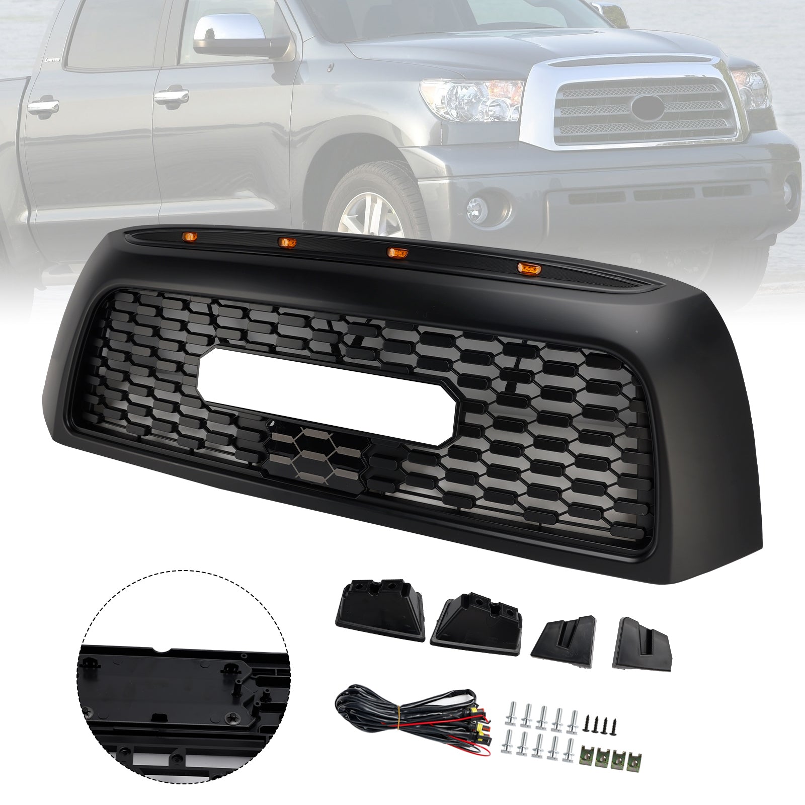 2006-2009 Toyota Tundra TRD PRO Honeycomb Front Bumper Grill Grille Black