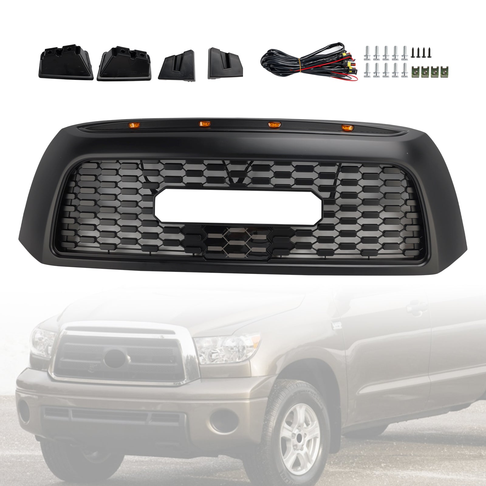 2006-2009 Toyota Tundra TRD PRO Honeycomb Front Bumper Grill Grille Black