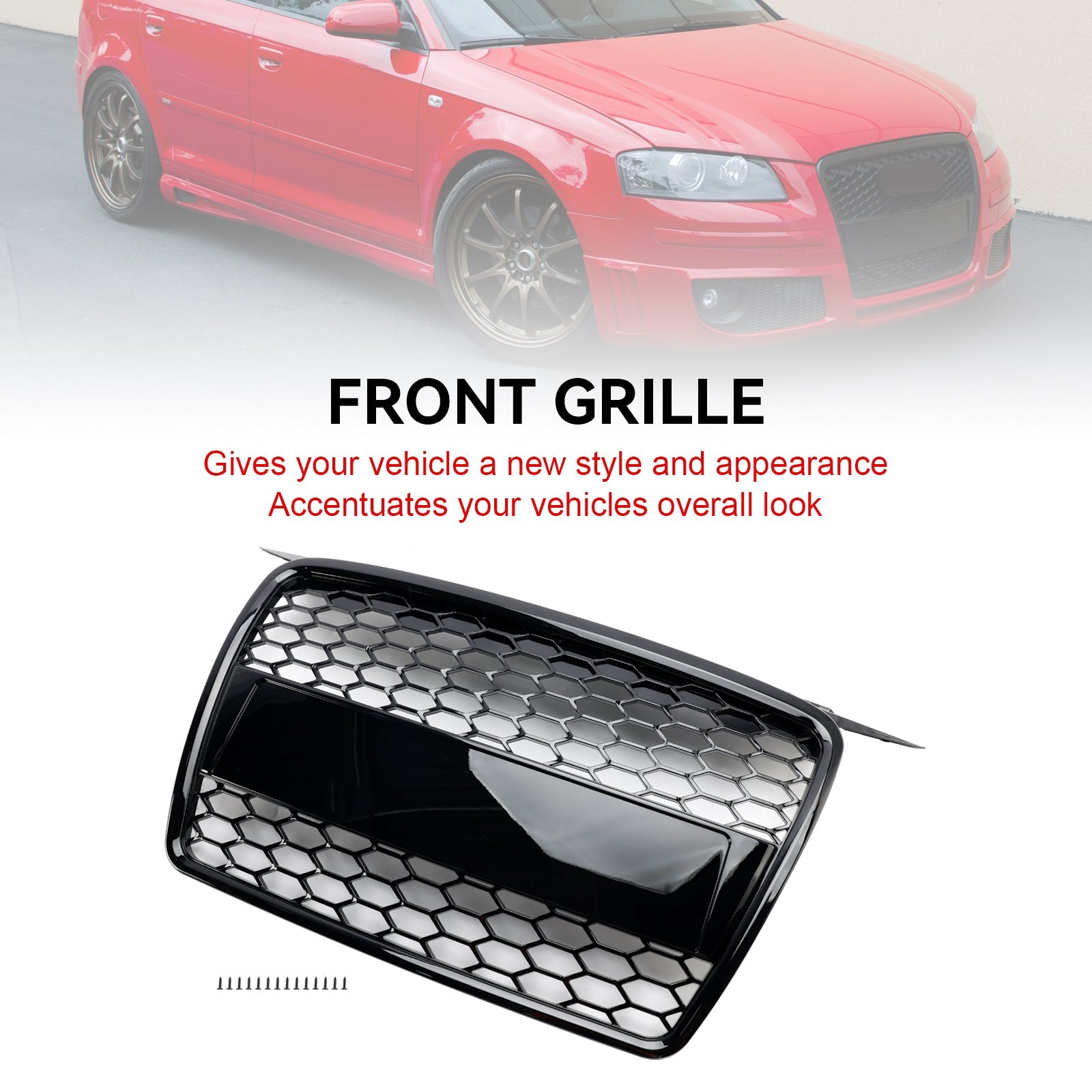 2004 2005 2006 2007 2008 Audi A3 8P Pre-Facelift RS3 Style Front Bumper Grill Grille 8P4853651A