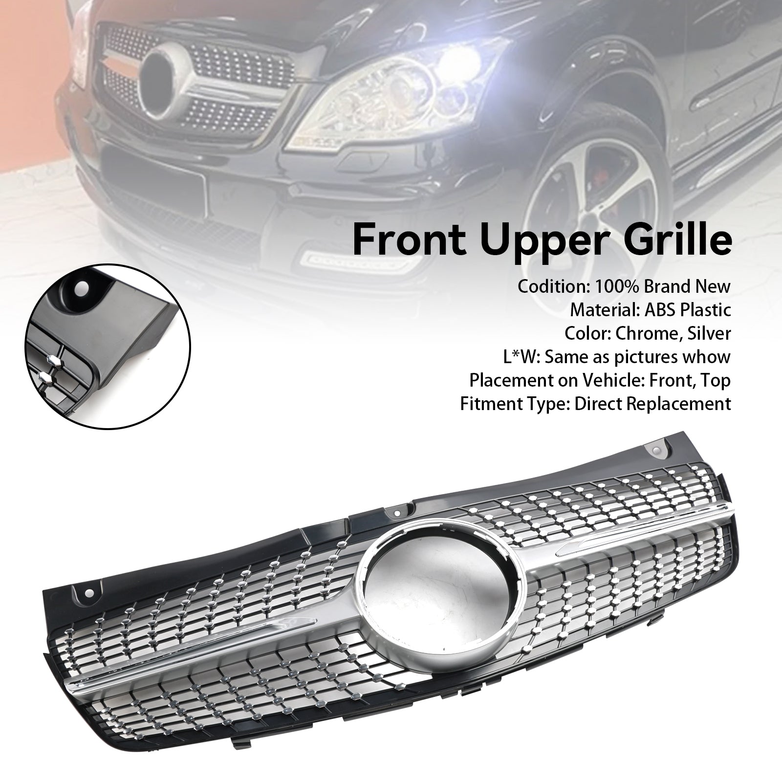 2011 2012 2013 2014 Mercedes Benz V-Class Viano W639 Diamond Front Bumper Grille