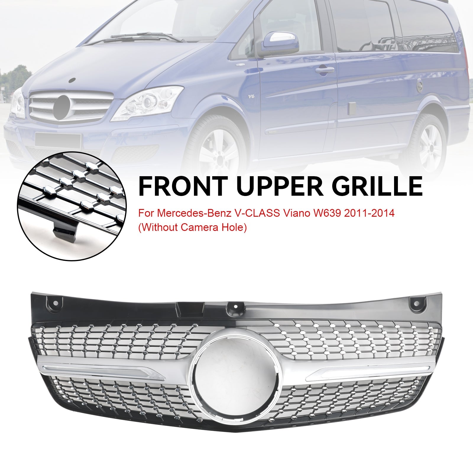2011 2012 2013 2014 Mercedes Benz V-Class Viano W639 Diamond Front Bumper Grille
